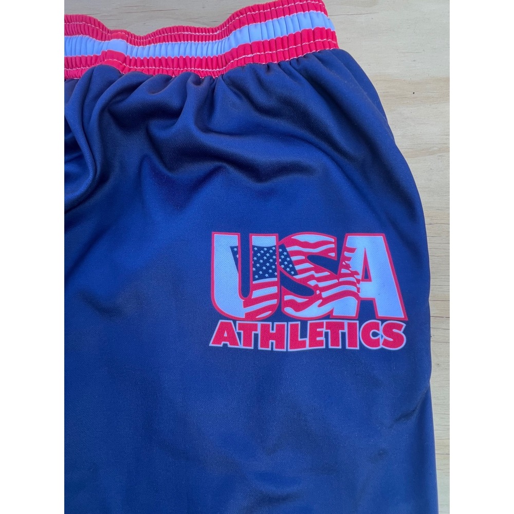 USA Athletics Navy Blue Track Pants Red White Striped Joggers Mens Medium WM